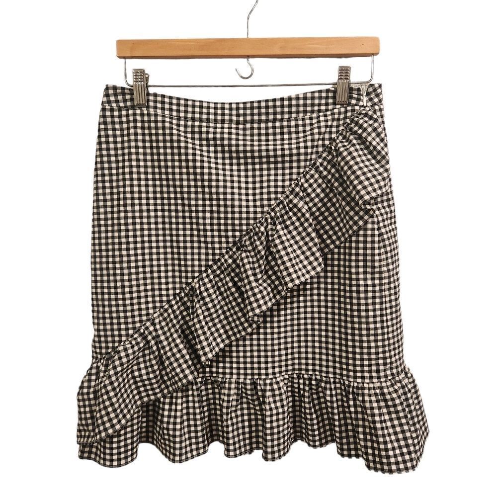 Nanette Lepore Gingham Frill Ruffle Skirt Size 8